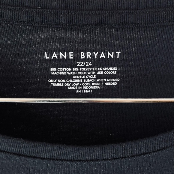 NWT Size 22/24 Lane Bryant Black LS Cotton Blend Casual Top - Picture 4 of 6